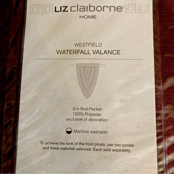 Liz Claiborne Home Westfield Waterfall Valance trimmed with beading 44”x37” - 9 - Picture 4 of 7